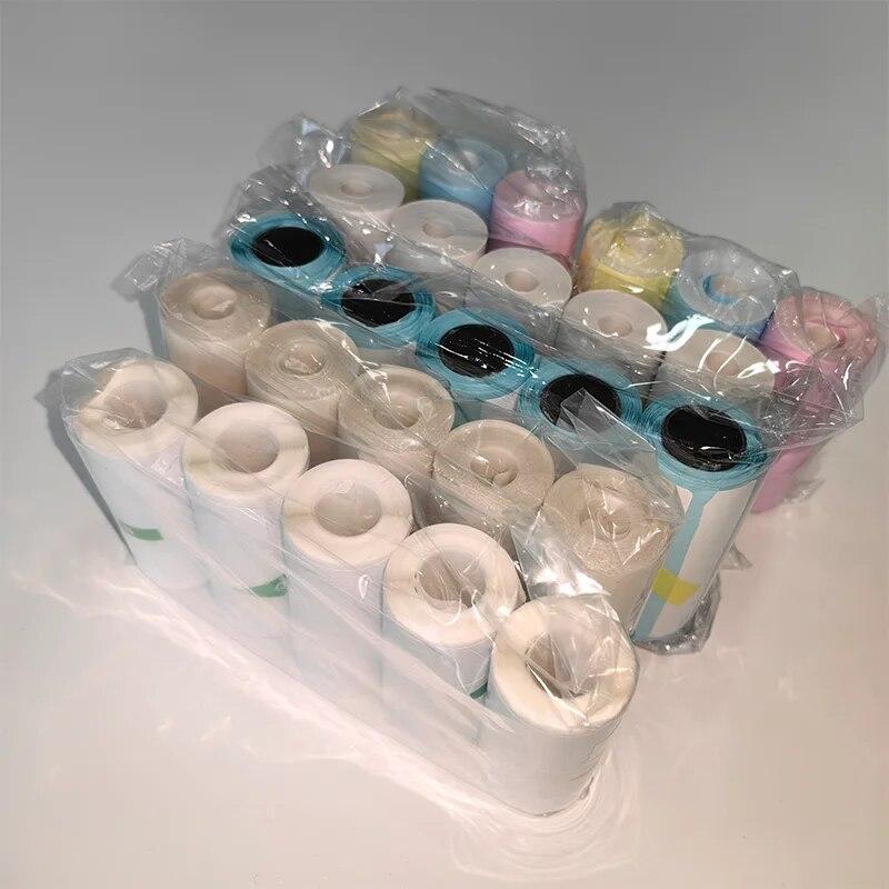 57mm Width Thermal Papers for HD Mini Printer White Adhesive Semi Transparent Blue Pink Orange Colors Roll Sticky Paper Supplies