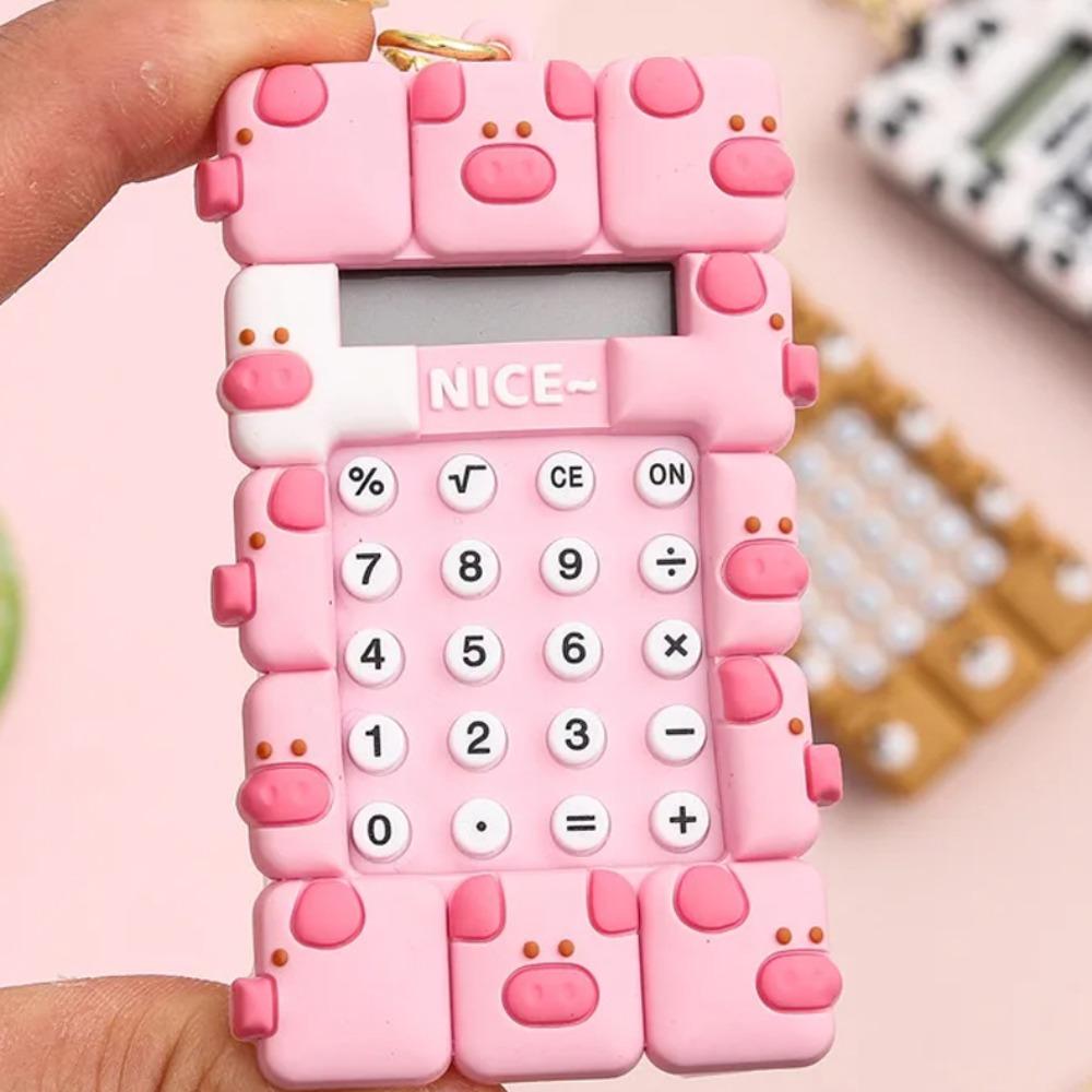 Evaluator Mini Tragbarer Ziffernrechner mit Schlüsselanhänger Cartoon Niedlicher Rechner Schultasche