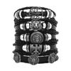 1 Mode-Armband Wikinger-Armband Für Männer Handgelenk-Armbänder Geflochtenes Totenkopf-Hand-Schmuckstück Verstellbares Leder-Set-Armband Für Leder