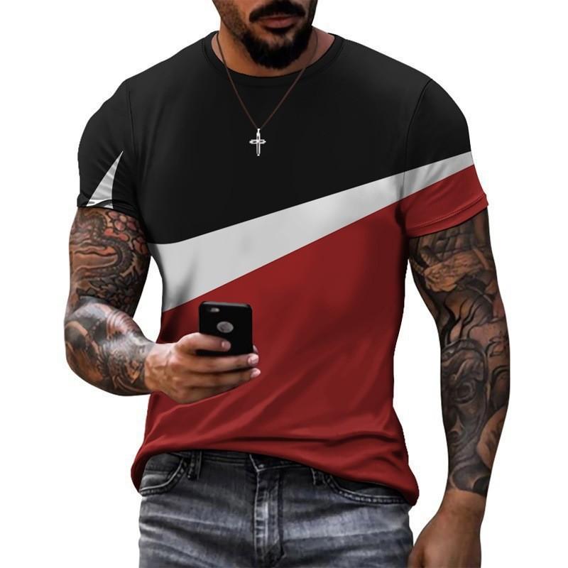 Fashionable men's round neck casual sports short sleeved shirt