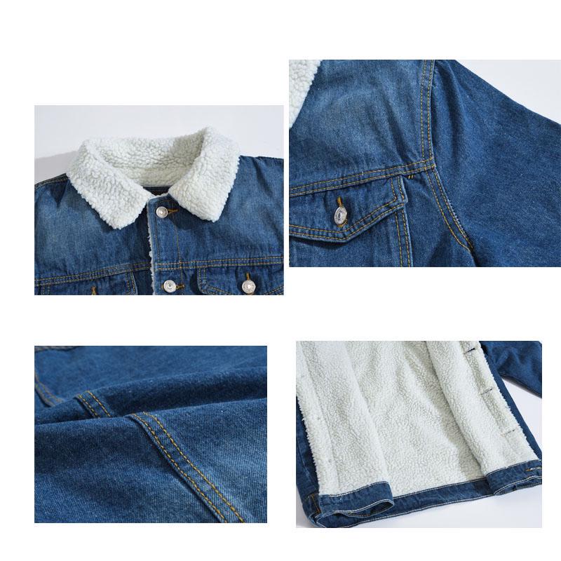 Men's winter trendy blue lamb fleece denim jacket Korean version large size slim jacket fleece thickened shirt
