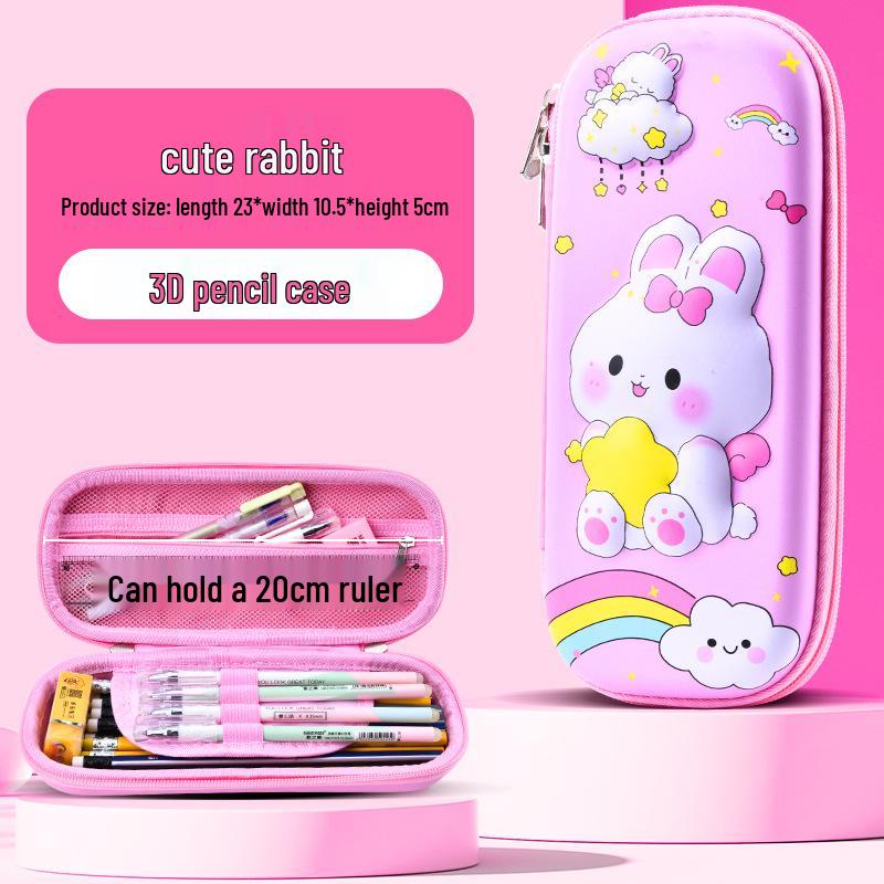 3D Cartoon Multifunctional Leather Pencil Case for Grades 1, 2, & 6 - Large Capacity for Boys & Girls