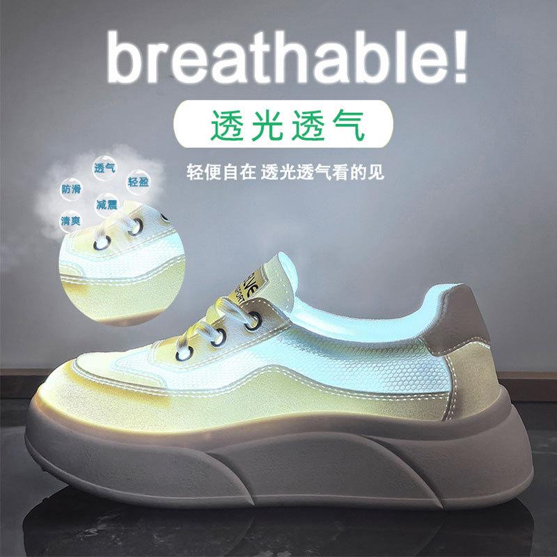 Mesh breathable little white shoes women's 2025 new spring and summer muffin thick-soled popular thin casual sports board shoes