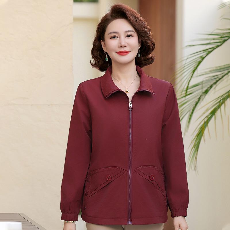 

2026 Stylish Spring/Autumn Windbreaker Jacket for Middle-Aged Women XL (80-100 lbs recommended)
