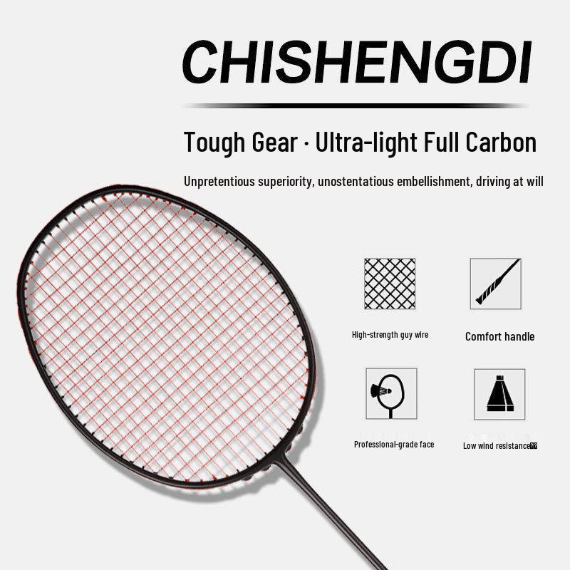 Racchetta da Badminton Chishengdi VT-ZF5U 72g Multicolore Offensiva - Full Carbon, Finitura Opaca, Incordata, Super Leggera per Allenamento