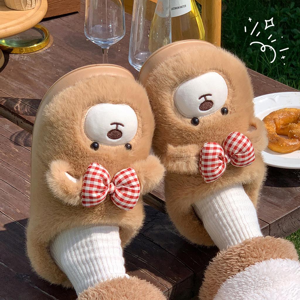 Cartoon Women Home Slippers Plush Warm Thick Bottom Slides Cute Soft Non-slip Slippers Indoor Outdoor Men Casual Slippers