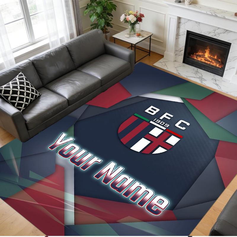 Crystal Velvet Rug Custom Name Text, Soft Non Slip Floor Mat Home DecorBologna FC