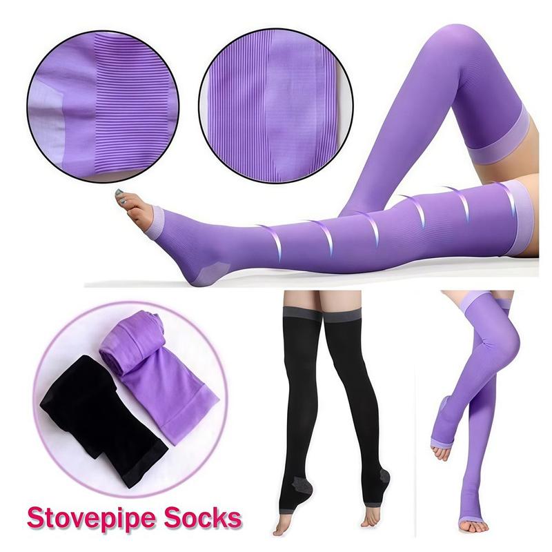 1Pair Women Beauty Slim Leg Compression Socks, Ultra-Thin Sleep Fat Burning Stockings for Sports, Yoga, Running, Travel, Flight