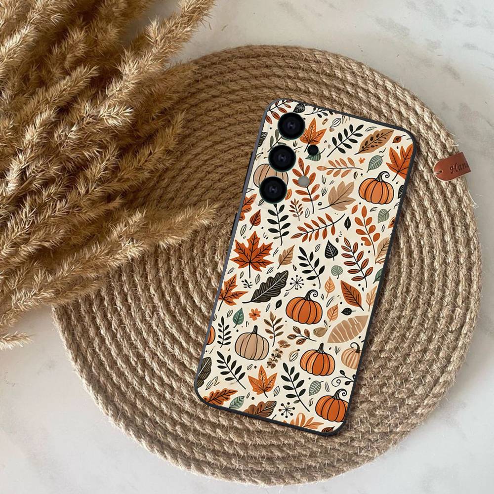 

Autumn leaves and pumpkins Phone Case For Samsung S25,S24,S21,S22,S23,S30,Ultra,S20,Plus,Fe,Lite,Note,10,9,5G Black Cover Samsung S20fe