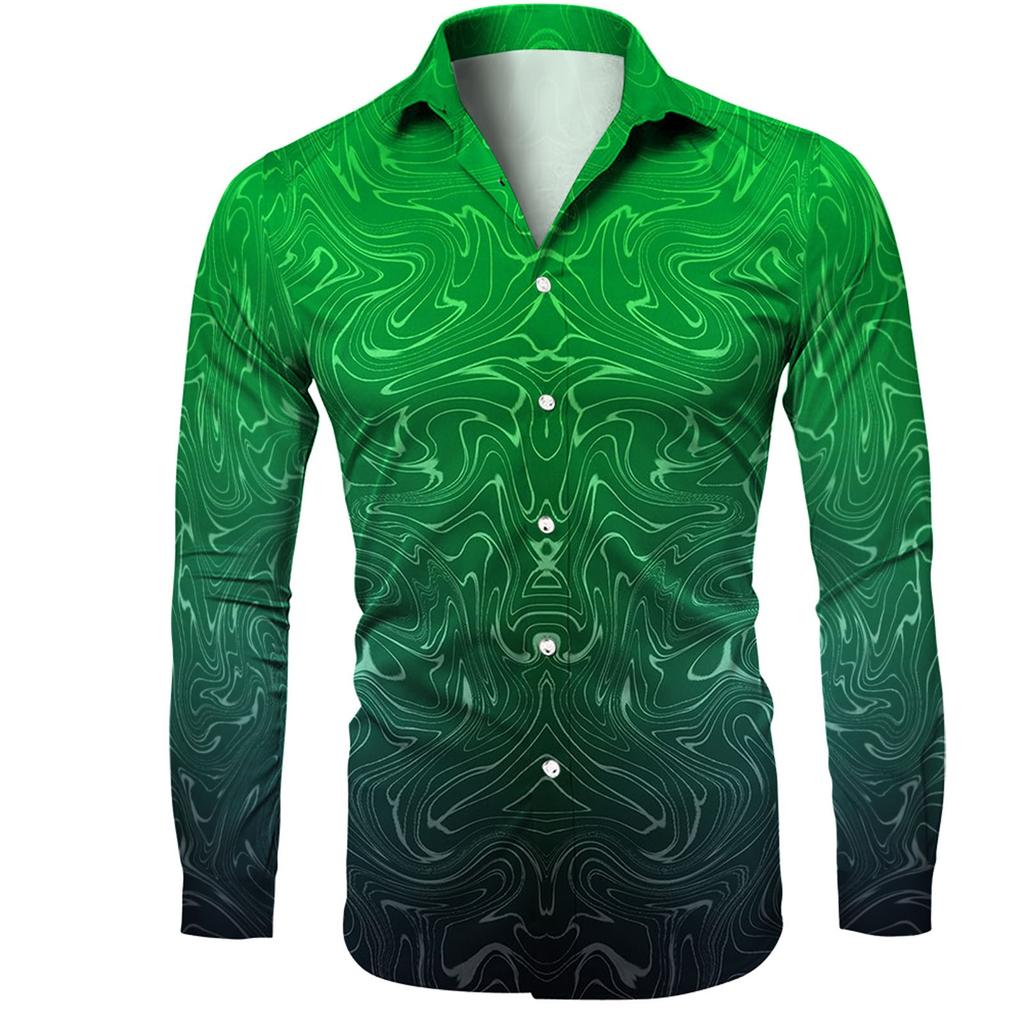 Men's Printed Long Sleeve Shirts Casual Loose Printed Long Sleeve Shirts