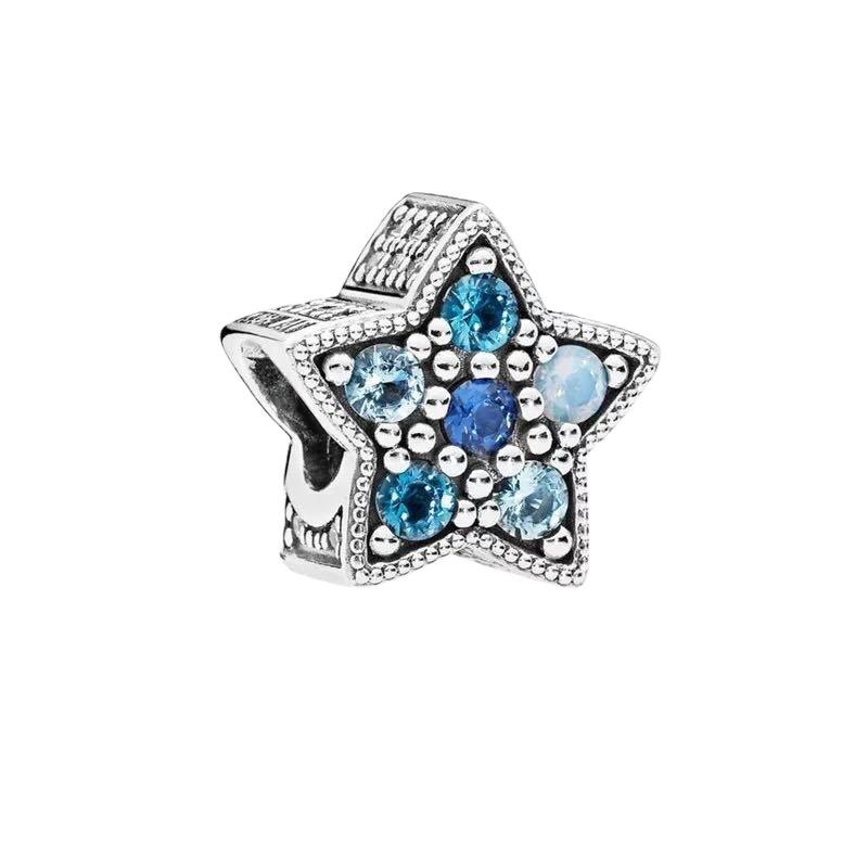 S925 White Copper Blue Series DIY Pendant Star Snowflake Accessories Beaded Bracelet