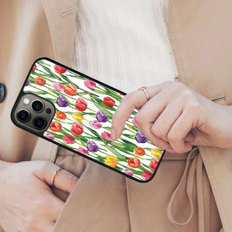 Spring Tulips Flower Magnetic Phone Case For APPLE iPhone 17 Air 16 14 13 12 Pro Max 15 Plus Wireless Charge With MagSafe Cover