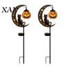 Black Cat Halloween Solar Light Garden Stake Light, Soft Warm Jack-o-Lantern, Moon Flower Bed Lights Silhouette Outdoor Pathway Decor, Waterproof