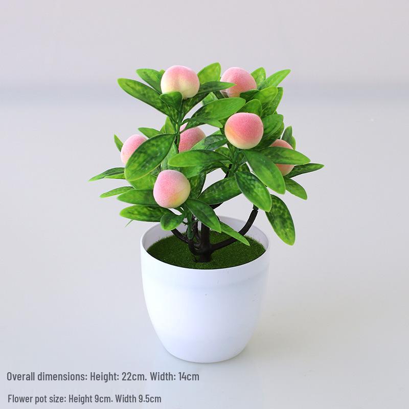 Ornamento Artificiale da Tavolo in Vaso: Bouquet di Piante Verdi e Frutta del Denaro