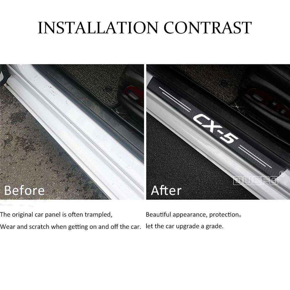 4PC Car Scuff Plate Door Threshold Sill Stickers For Mazda CX-5 CX5 KE KF 2021 2020 2019 2018 2017 2016 - 2012 Auto Logo Covers sqmhc03