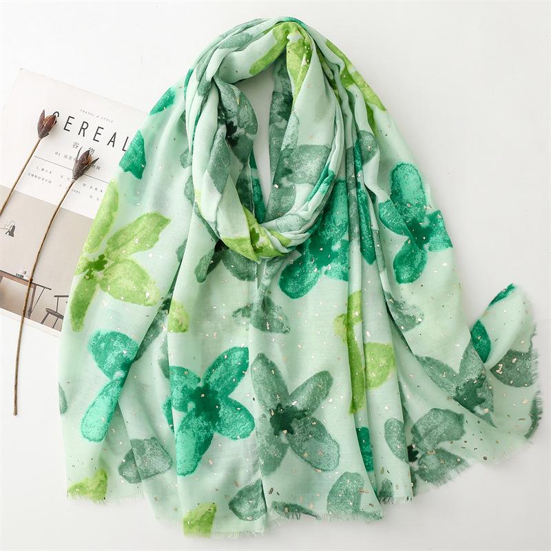Autumn And Winter Cotton And Hemp Texture Scarf Hot Gold Wing Plum Blossom Hairy Silk Scarf Warm Shawl For Women