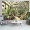 Serre de Jardin Botanique Vintage Tapisserie Plantes Luxuriantes Serre Murale Décor Amoureux de la Nature Fond de Canapé Salon