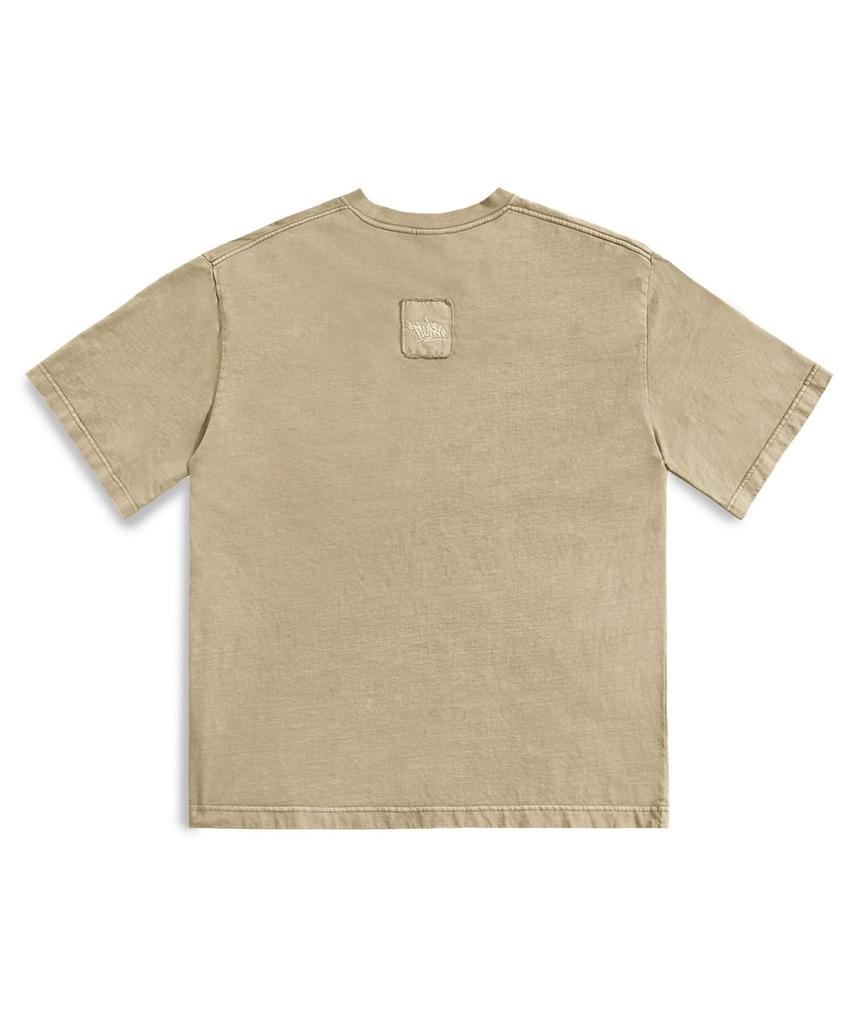 Peullukeu Out-Pocket Slam Logo Patch Pigment Short Sleeve T-Shirt Beige Fst734