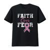 Womens T Shirt Faith Over Fear Breast Cancer Awareness Black 2XL Vintage Washed Homme Top For Everyday Wear Stretched Unisex