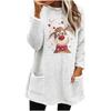 Women's Christmas Elk Print Long Sleeve Pocket Hoodie - Casual Loose Fit for Autumn/Winter