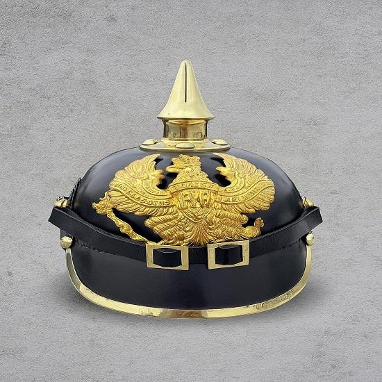 

German Leather Pickelhaube Helme Imperial Prussian Style, Gifting Item