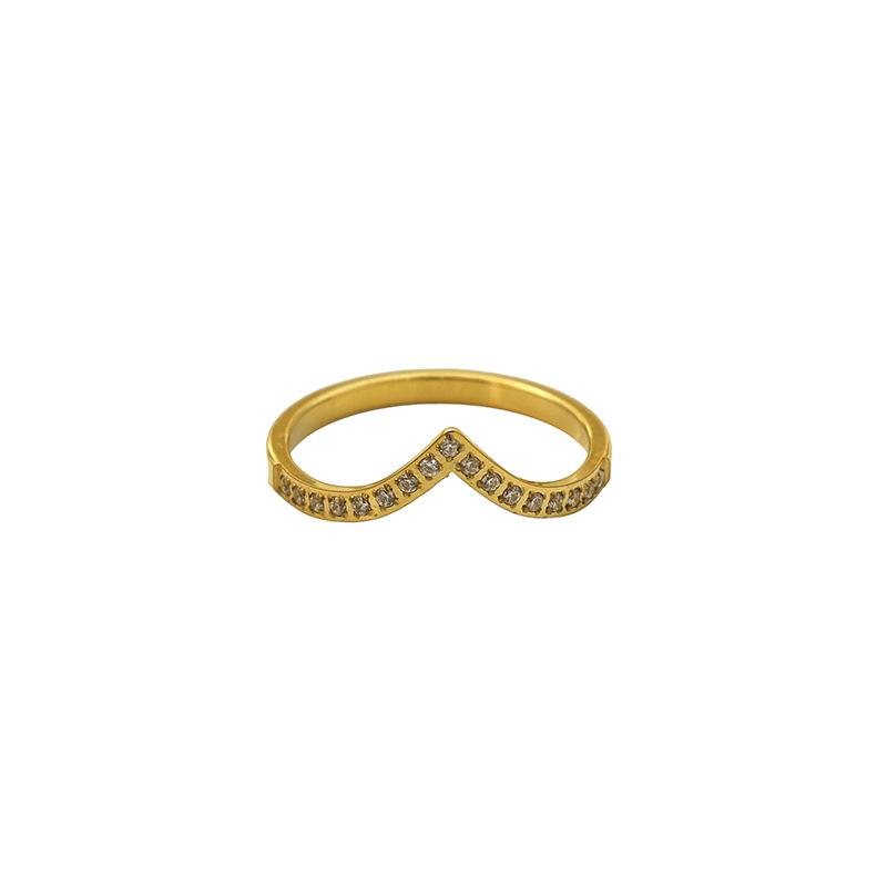Personalized Popular Fashion Accessories 316 Material Stainless Steel V-Shaped Zircon Ring Gold Ring Jewelry Girl