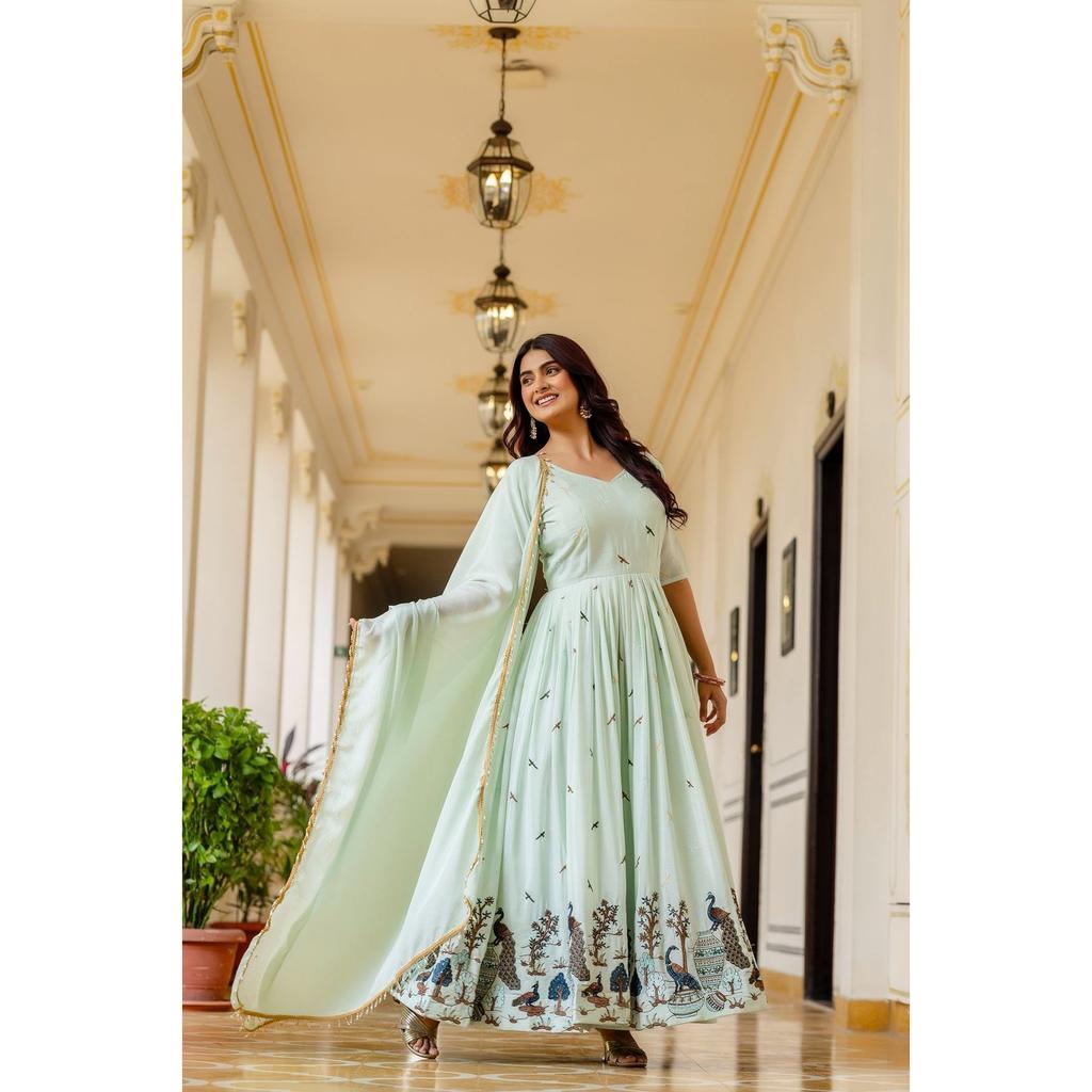 Paksiatni Desigenr Bollywood Gown Dupatta Set Indian Wedding Wear Anarkali Suit