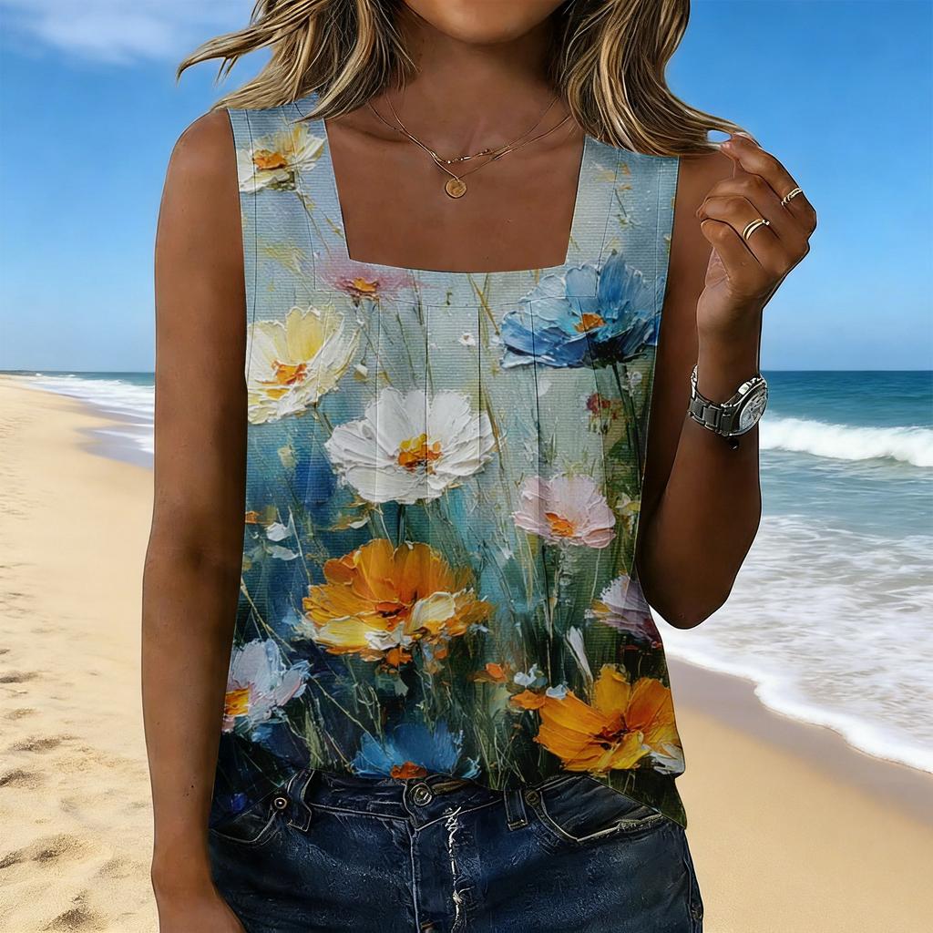 Women's Fashionable Casual Vintage Print Tank Top