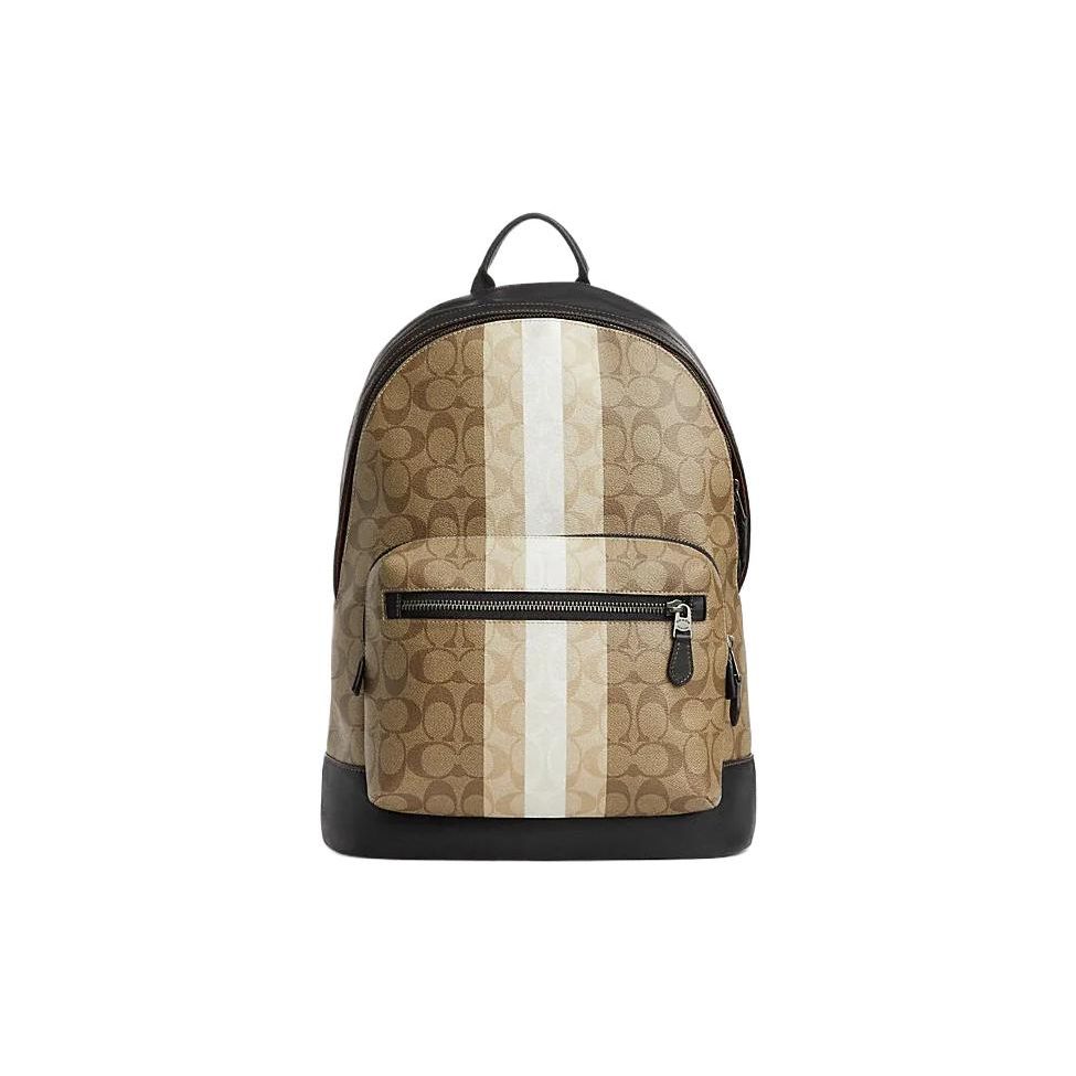

Coach West 32 Striped Classic Monogram Zipper Backpack Unisex Backpack Khaki Mixed-Colors CQ629-QBE7V Basic Set (Bag+Dust Bag)