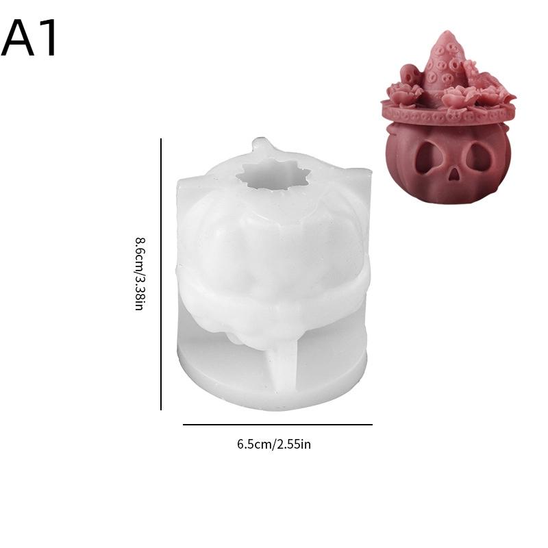 

3D Skull Silicone Candle Molds Diy Ghost Head Crafts Gypsum Resin Soap Making Mold For Halloween Party Decoration Gifts 8.6*6.5cm