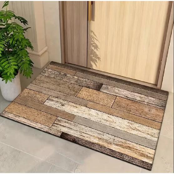 Wood Grain Anti Slip Door Mat for Indoor Outdoor Use Home Decor Living Room Dining Room Bedroom Kitchen and Terrace Area Carpets