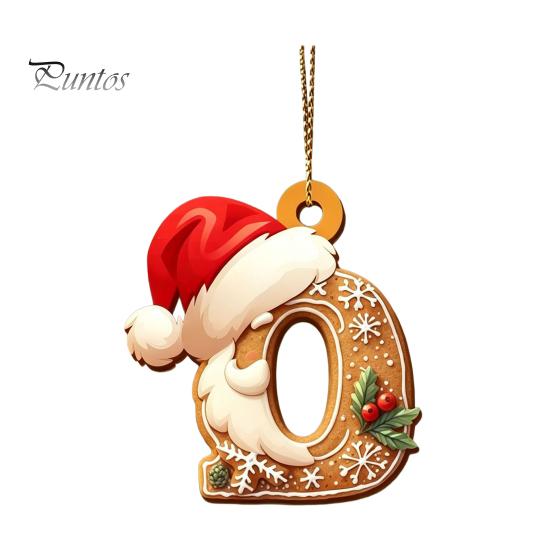 Christmas Tree Gingerbread Letter Ornaments 2D Flat Acrylic Ornaments, Pendant with Santa Claus, Personalized Alphabet Keepsake for Friends