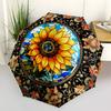 Color Retro SunflowerThemed Automatic Opening and Closing Umbrella - 8 Ribs, Suitable for Leisure and Going Out, Outdoor Accessory, Gothic S