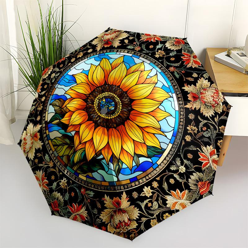 

Color Retro SunflowerThemed Automatic Opening and Closing Umbrella - 8 Ribs, Suitable for Leisure and Going Out, Outdoor Accessory, Gothic S