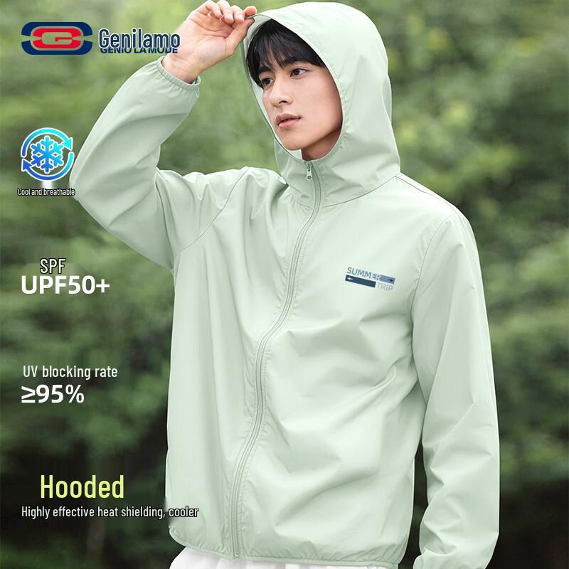 GENIOLAMODE Herren UPF50+ Kapuzen-Sonnenschutzjacke