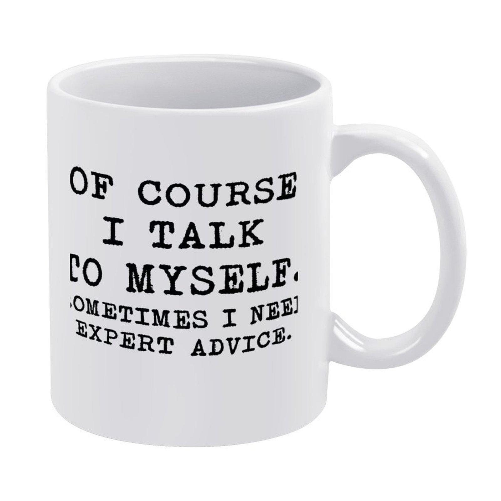 

1pc 11oz White Ceramic Coffee Mug, Double-Sided Printed Style, Microwave Safe Cup, Perfect Gift for Birthday, Holiday or Office Desk