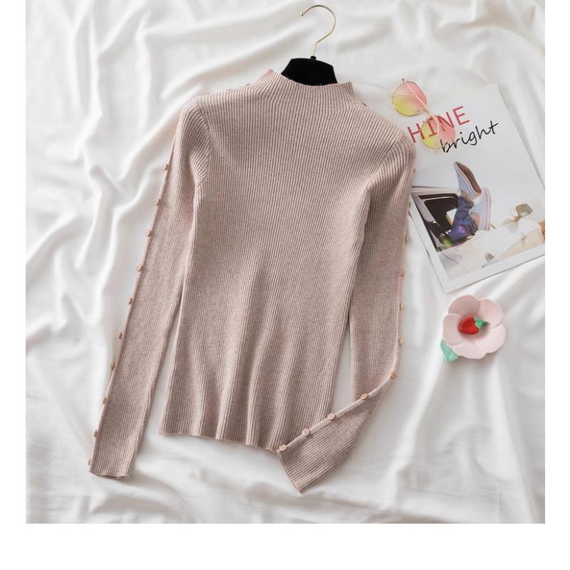 

Женские свитера с высоким воротником, повседневные, с пуговицами, на осень-зиму, тонкие, с длинным рукавом, на теплую основу, модные, тонкие, с длинным рукавом, 25481 One Size хаки