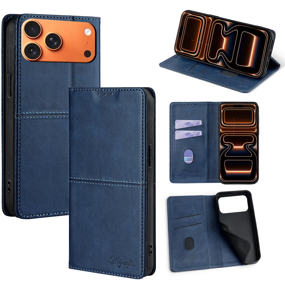 For iPhone 17 Pro Max Case Card Slots Cowhide Texture Phone Leather Cover