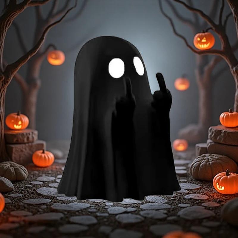 Halloween Middle Finger Ghost Statue Small Halloween Decor for Home Centerpiece for Coffee Table, Adorable Horror Figure