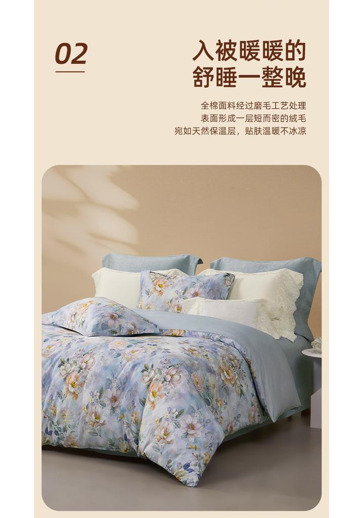 Pure Cotton Matte Printed Four-piece Bed Sheet and Duvet Cover Home Bed Set
