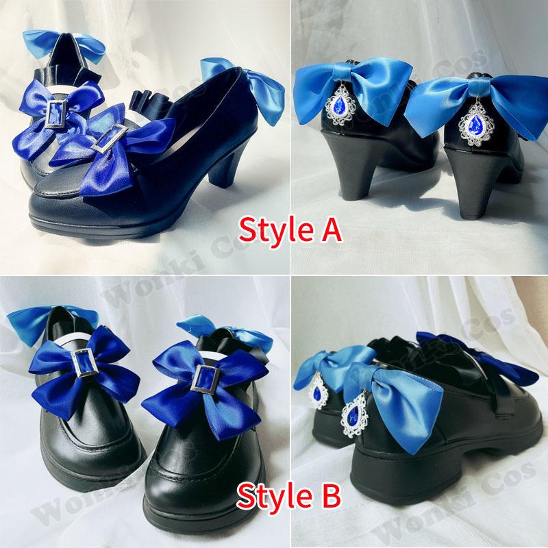 Furina Cosplay Costume Wig Hair Impact Fontaine Focalors With Hat White Black Suits High Heel Cosplay Shoes For Women Outfits