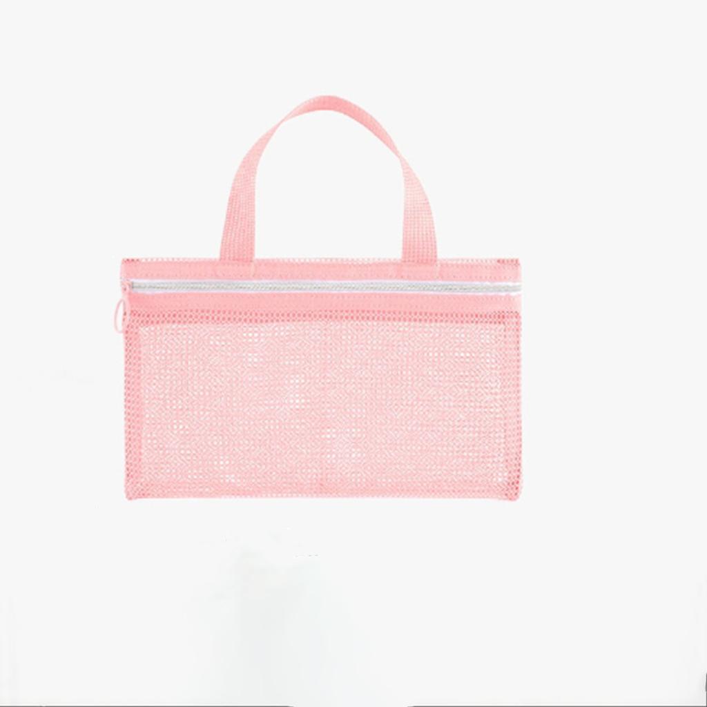 Pink mesh multi-pocket mini makeup bag Swimming bag Portable travel storage bag Portable bath bag Beach bag one pack