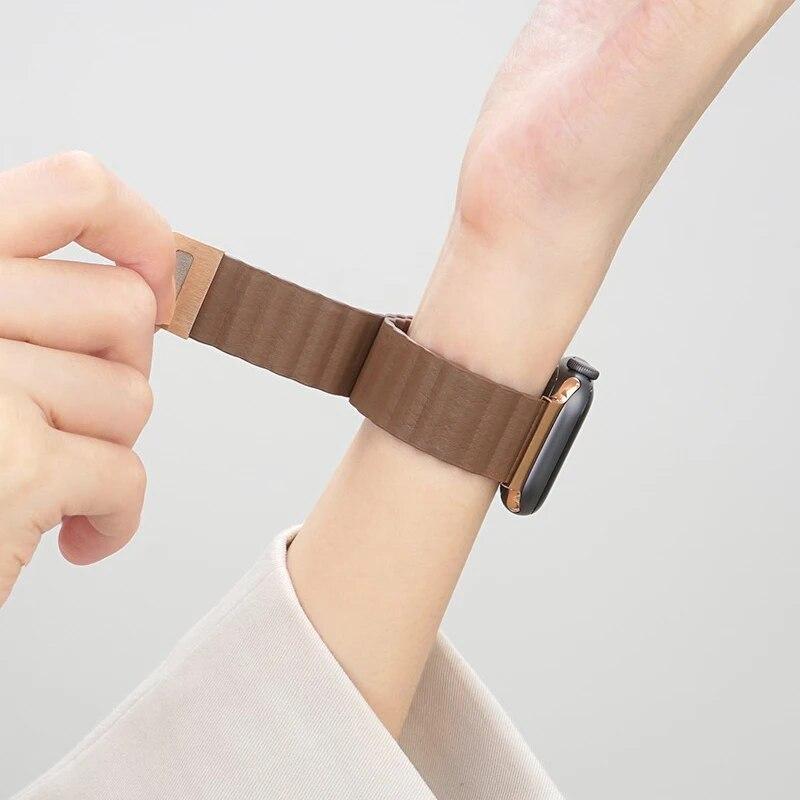 Geeignet für Apple Watch 8 Armband Apple Watch se/ultra/7. Generation iwatch6 Lederarmband magnetische Anziehungskraft Kreativität