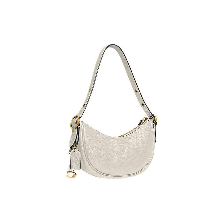 Coach Luna 27 Zipper Closure With Snap Pocket Leather Tote Shoulder Bag Women Bags Chalk-White CC439-B4HA