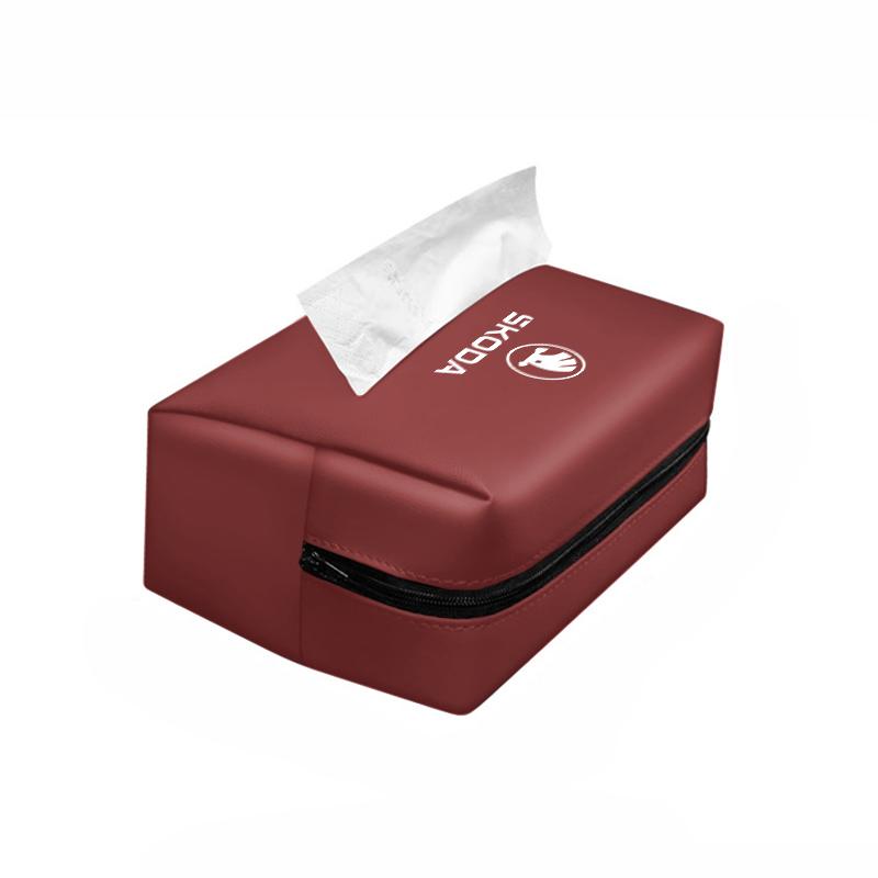 KSDQ3 Car Tissue Box Sun Visor Seat Back Paper Towel Storage Bag For Skoda Octavia Kodiaq Superb Fabia Kamiq Rapid Karoq Enyaq Scala