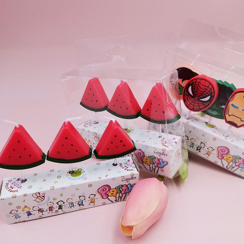 Children's Creative Simulation Fruit Birthday Candle Color Cartoon Watermelon Shape Craft Cake Decoration Candle