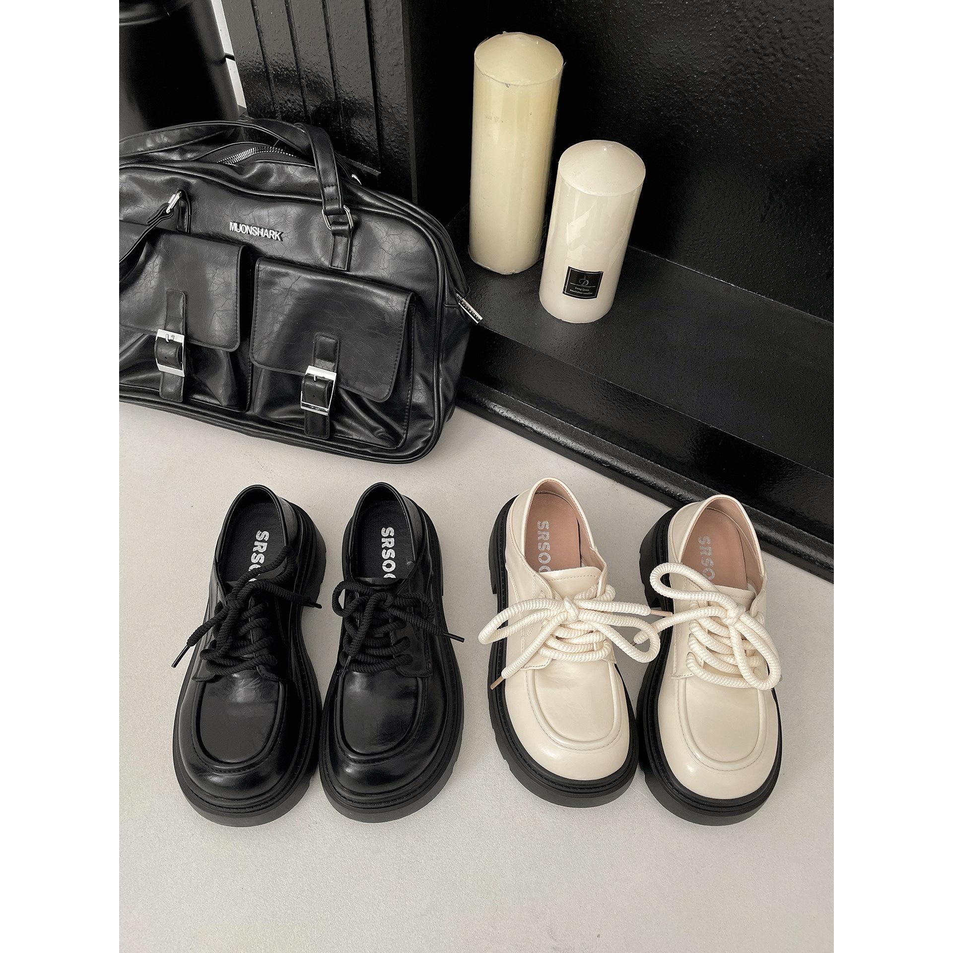 

British style platform small leather shoes 2026 spring and autumn height increase versatile thick heel love single shoes 40 бежевий
