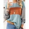 Polyester Striped Casual Long Sleeve T Shirt For Women With Color Block Design For Spring