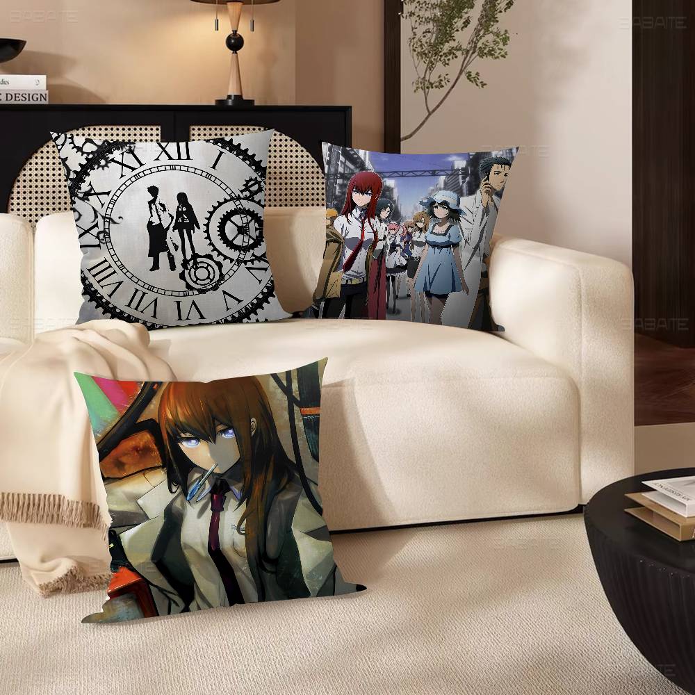 Anime Steins Gate Pillow Gift Home Office Decoration Bedroom Sofa Car Cushion Cover case x