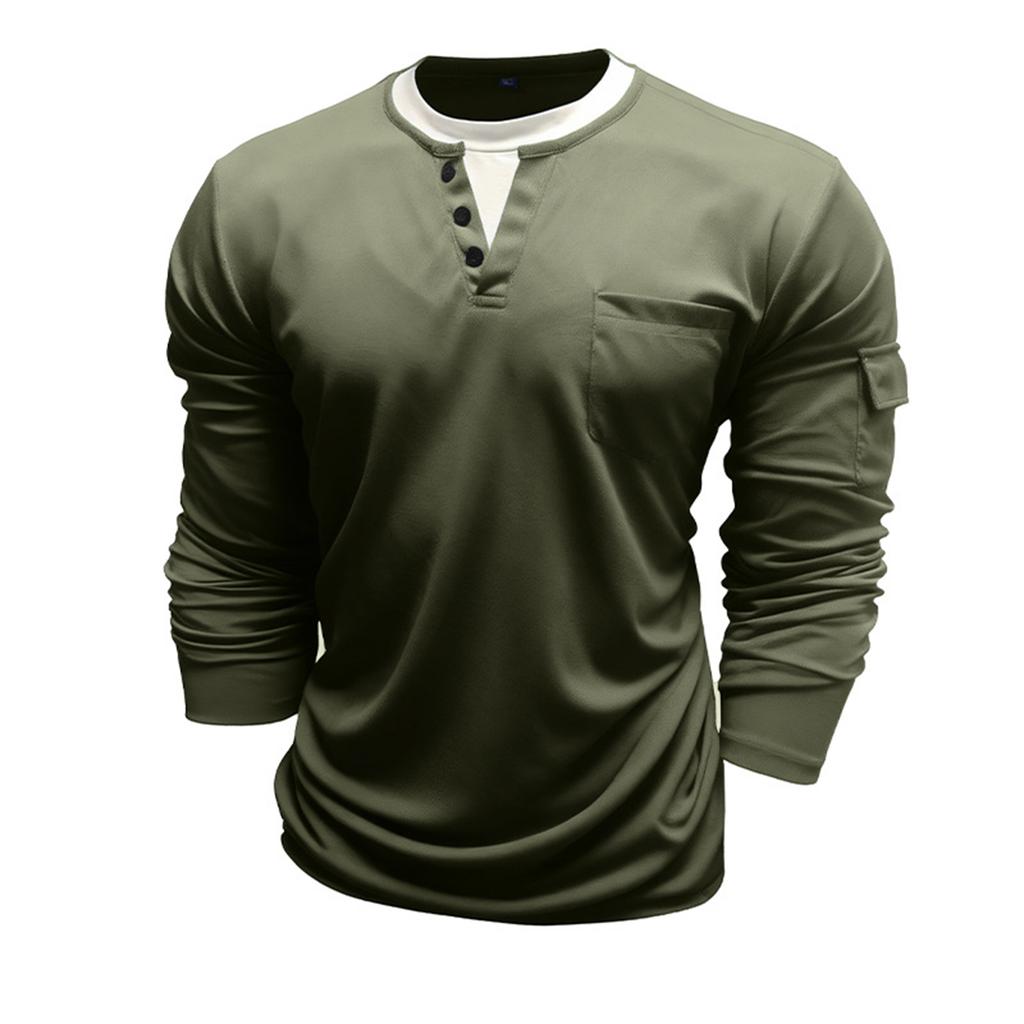 Shoulder Sleeves Men'S Long Sleeved Patchwork T-Shirt Casual Top